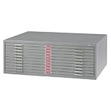 10-Drawer Steel Flat File For 30 X 42 Documents - Gray