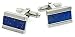 Silver plated cufflinks with lapis stripe with presentation box. Made in the USA