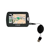 Retractable USB Cable for the Amcor Navigation GPS 4300 with Power Hot Sync and Charge capabilities - Gomadic Brand w/ TipExchange Technology