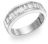 14K White Gold Men's Baguette Set CZ Ring
