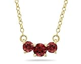 1.00 CTW Garnet Three Stone Pendant Necklace 14K Yellow Gold