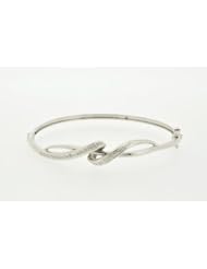 10K White Gold Diamond Bangle