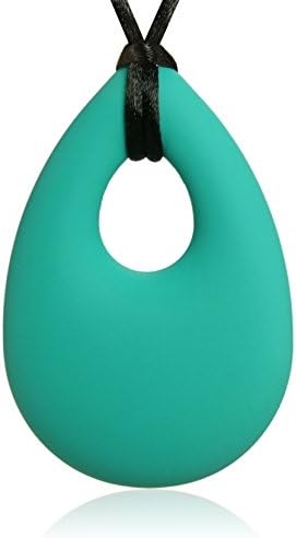 Jelly Beads Aura Silicone Teething Necklace - Teether Ring Angel Tear Pendant for Mom (Turquoise)