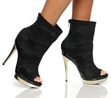 Lux-41 Open Toe Ankle Boot W/ Lycra Panel Inserts