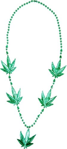 Click here to buy Metallic Green Pot Leaf Necklace.