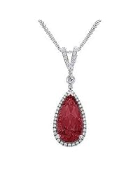 3.95Ct Pear Cut Ruby & Diamond Pendant 14K Gold