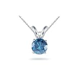 14K white gold 0.75 Carat Treated Blue Diamond Solitaire Pendant