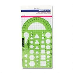 Template, 9-1 2x5-1 2, geometric shapes symbols, protractor, inch scale by Staedtler