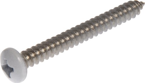 The Hillman Group 44443 10 x 1-Inch White Pan Head Phillips Sheet Metal Screw, Stainless Steel, 12-Pack
