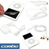 Buy Apple iPod Charger 3 in 1 Bundled Kit - Home Travel Wall Charger - 12V Car Charger - AV Audio... by Lux
