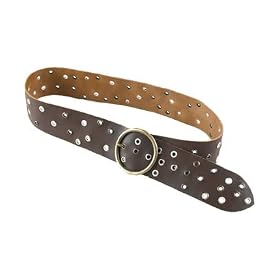 Wide Riveted Leather Belt Brown (38/44)