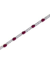 14kt Yellow Gold Oval Ruby and Diamond Bracelet