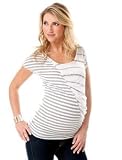 A Pea in the Pod Collection: Short Sleeve V-neck Striped Maternity T Shirt