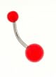 Red UV Belly Ring - 14 Gauge - 5mm & 8mm Balls - Sold Individually