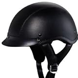 DOT Approved Motorcycle Helmet - Half - Leather - Large