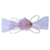 Organza flower with leaves on lace headband