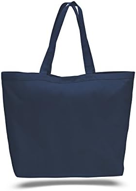 Pack of 12 - Cotton Canvas Big Tote Bag - Size23"w X 17"h X 6"d (Navy)