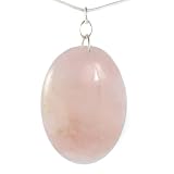 Rose Quartz Pendant Necklace, Large Rose Quartz Cabochon Gemstone, on 18 Inch Chain