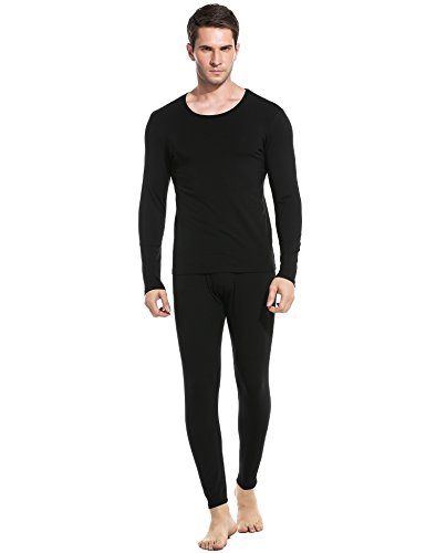 Ekouaer Thermal Set Men's 2pc Long John Underwear Soft Cotton Blend Shirt & Pants S-XXL