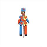 Wooden Hearts Clown Jumping Jack Toy