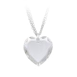 Sterling Silver Swarovski Crystal Triple Chain Heart Pendant, 18