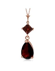 14K Rose Gold Natural Garnet Drop Pendant Necklace