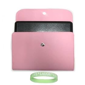 New Pink Leather Notebook Hard Sleeve For 10.2-inch Netbooks (Fits HP Mini 1035NR , HP Mini 1030NR Ect..) + Vangoddy tm, Live*Laugh*Love wrist band!!!(Laptop Not Included)