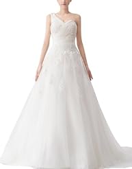 Tulle One Shoulder Sleeveless Sweetheart  Dress with a Brush/Sweep Train 