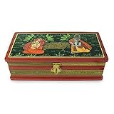 NOVICA Wood jewelry box, 'Krishna Plays Chess'