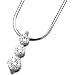 14K White Gold Three 3 Stone Cubic Zirconia Pendant Slide with 18 Inch Diamond Cut Snake Chain