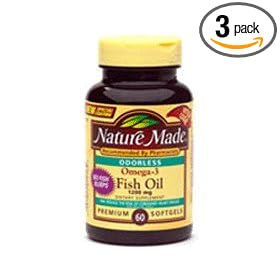 Nature Made Burp-Less Fish Oil Omega-3 1200mg, 60 Softgels (Pack of 3)