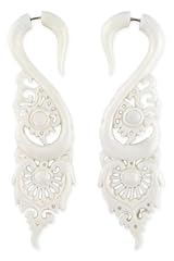 Evolatree - Filigree Harp - Bone - Steel Pin - Cheater Earrings