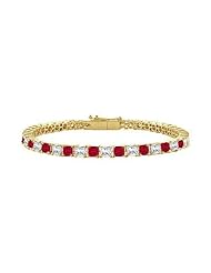 Ruby and Diamond Tennis Bracelet 14K Yellow Gold - 2.00 CT TGW