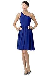 Chiffon Backless Cocktail Short One Shoulder Sleeveless Bridesmaid Dress/Prom Dress/Party Dress/Wedding Dress/Mini Dress 