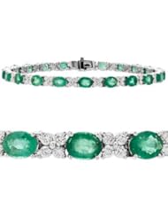 Emerald and Diamond bracelet in 14kt white gold
