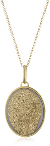 Marcia Moran Gold Druzy Oval Pendant 18k Gold-Plated Necklace, 25.5