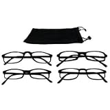 Reading Glasses-Lot Of 4-Black Plastic Frame-FREE Case+1.00