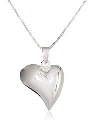 Sterling Silver Puffed Heart Pendant Necklace, 18"