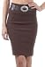Above the Knee High Waist Stretch Pencil Skirt with Rhinestone Accented Belt - ( 2 Colors )