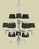 Candice Olson Cluny 12 Light Chandelier Crystal/Chrome With Chocolate Silk Shades
