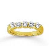 18k Yellow Gold 5 Stone 1/2Ct Diamond Anniversary Band