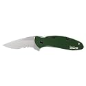 Kershaw Ken Onion Green Scallion Serrated Folding Pocket Knife with Speed Safe