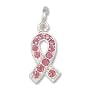 Sterling Silver Pink Glass Awareness Ribbon Charm