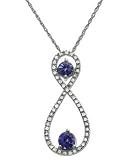 14k White Gold Tanzanite (5/8 ct. t.w.) and Diamond (1/8 ct. t.w.) Loop Pendant