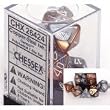 Chessex Dice: Polyhedral 7-Die Gemini Dice Set - Copper & Steel w/white