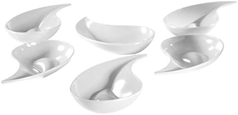 Mebel EN09-M00MV-WHI Small Teardrop Shape White Bowl for Snacks or Appetizers 6 Pieces Per Pack