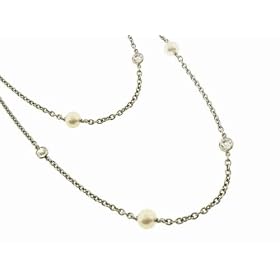 Platinum, Pearl and Rose Cut Diamond Chain by Lucie Campbell