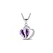 Women Girls Lady Heart Crystal Amethyst Pendant Necklace Jewelry