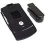Motorola Razr V3 V3c V3m Black Rubberize Crystal Case Cover with Swivel Clip