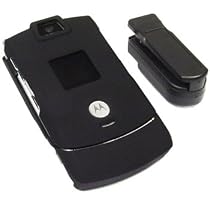 Motorola Razr V3 V3c V3m Black Rubberize Crystal Case Cover with Swivel Clip